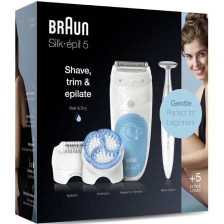 Braun Depiladora Eléctrica Silk-épil 5 Serie 5-815 con Batería, Resistente al Agua, Incluye 5 Accesorios, Perfiladora Bikini y Cabezal de Afeitar