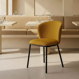 Silla Espiga Mostaza Tejido-Metal 55 X 55 X 78 cm (Set de 2)