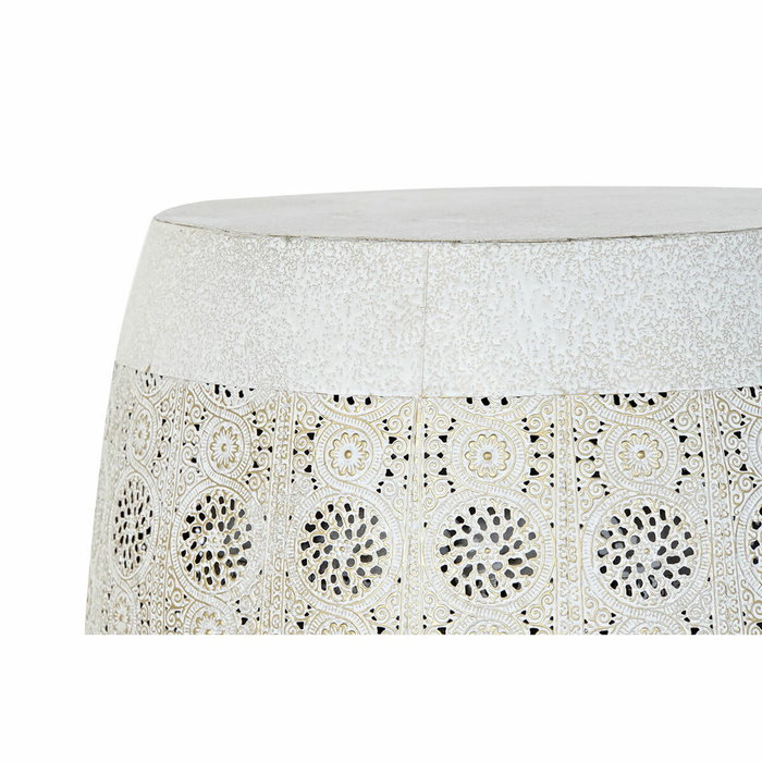 DKD Home Decor Set de 2 Mesitas Auxiliares de Metal Envejecido Blanco y Dorado