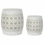 DKD Home Decor Set de 2 Mesitas Auxiliares de Metal Envejecido Blanco y Dorado