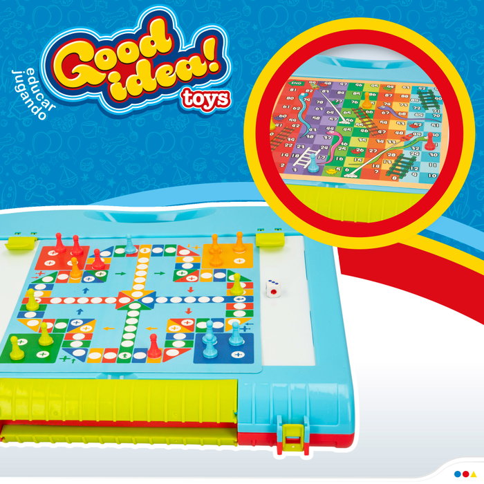 Good Idea! Pizarra doble cara con tizas, rotuladores y 2 juegos de mesa