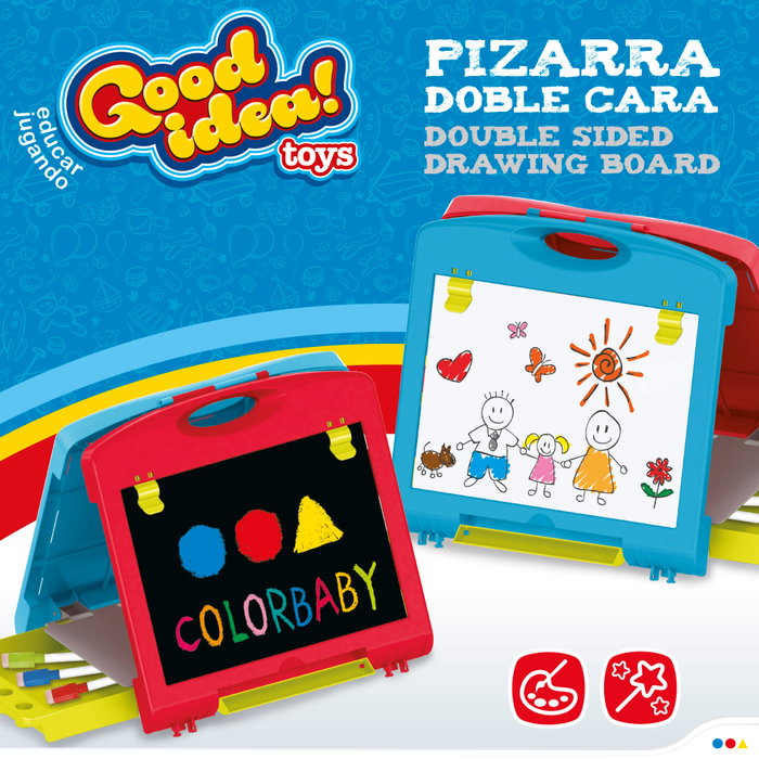 Good Idea! Pizarra doble cara con tizas, rotuladores y 2 juegos de mesa