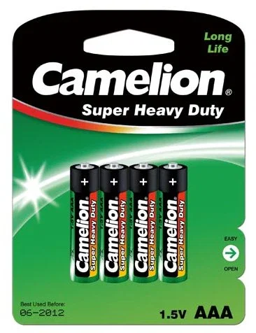 Camelion R03P-BP4G Pilas AAA Zinc-Carbono 1.5V 550mAh, 4 Unidades (Verde)