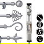 GIFTDECOR Barra Cortina Plata 120-210 cm Hierro Ajustable (Set de 8)