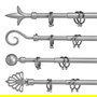 GIFTDECOR Barra Cortina Plata 120-210 cm Hierro Ajustable (Set de 8)