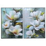 DKD Home Decor Cuadro de Magnolio Set de 2 Unidades Blanco y Verde