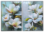 DKD Home Decor Cuadro de Magnolio Set de 2 Unidades Blanco y Verde