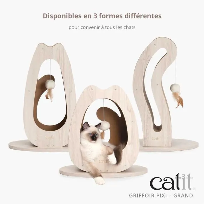Cat It Rascador para gatos CAT0022517425152 Pixi Cat Tail con bola de tela y pluma aspecto roble natural