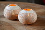 DKD Home Decor Decoración Mediterráneo Coco Tallado a Mano Set 2 Piezas Natural 15 x 13 x 15 cm