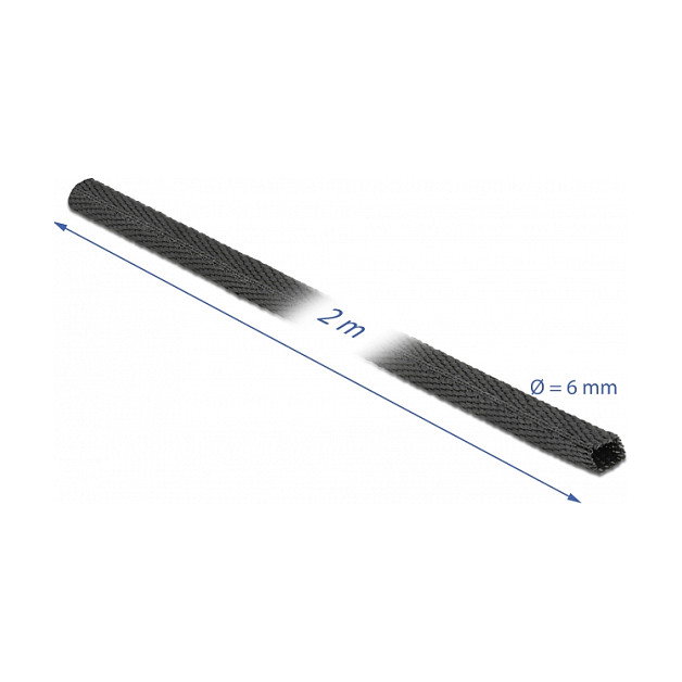 DeLOCK Tubo termorretráctil de tela 2 m x 6 mm, negro DeLOCK Tubo termorretráctil de tela 2 m x 6 mm, negro