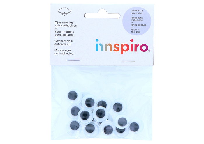 Innspiro Ojos móviles fosforescentes autoadhesivos 15mm de 16 unidades Innspiro Ojos móviles fosforescentes autoadhesivos 15mm de 16 unidades