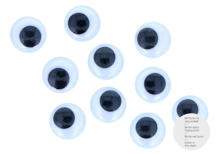Innspiro Ojos móviles fosforescentes autoadhesivos 15mm de 16 unidades Innspiro Ojos móviles fosforescentes autoadhesivos 15mm de 16 unidades