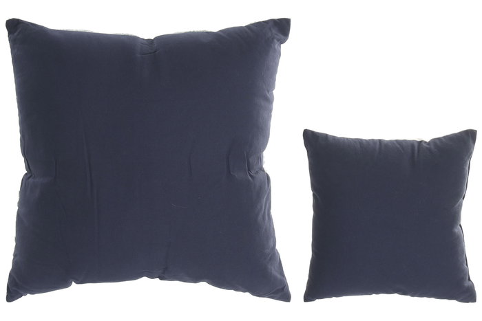 DKD Home Decor Cojin Atlantico Azul Blanco Algodon 50 x 50 x 10 cm Set de 2