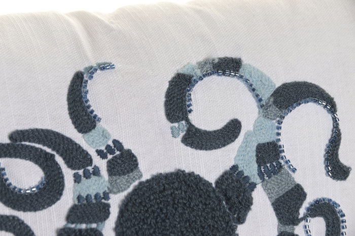 DKD Home Decor Cojin Atlantico Azul Blanco Algodon 50 x 50 x 10 cm Set de 2