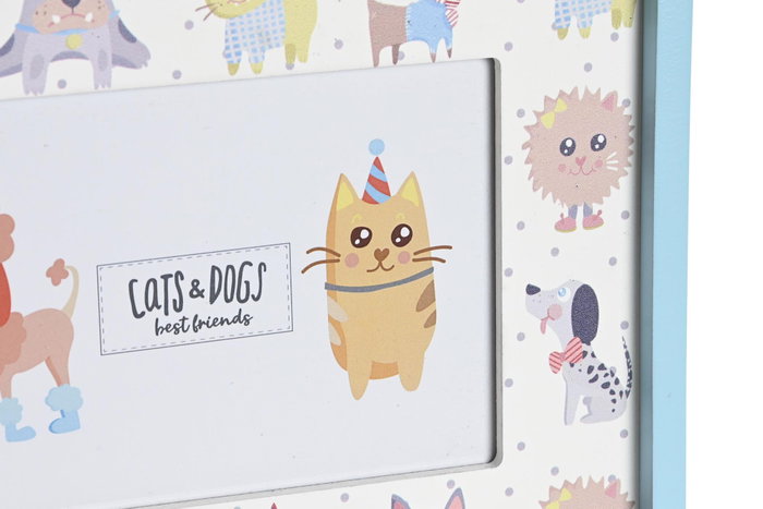 DKD Home Decor Set de 6 Marcos de Fotos MDF Colección BEST FRIENDS, Surtido León y Mapache