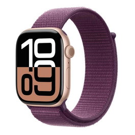 Apple Watch Series 10 GPS 46 mm Reacondicionado, Caja Aluminio Rose Gold, Correa Textil Púrpura