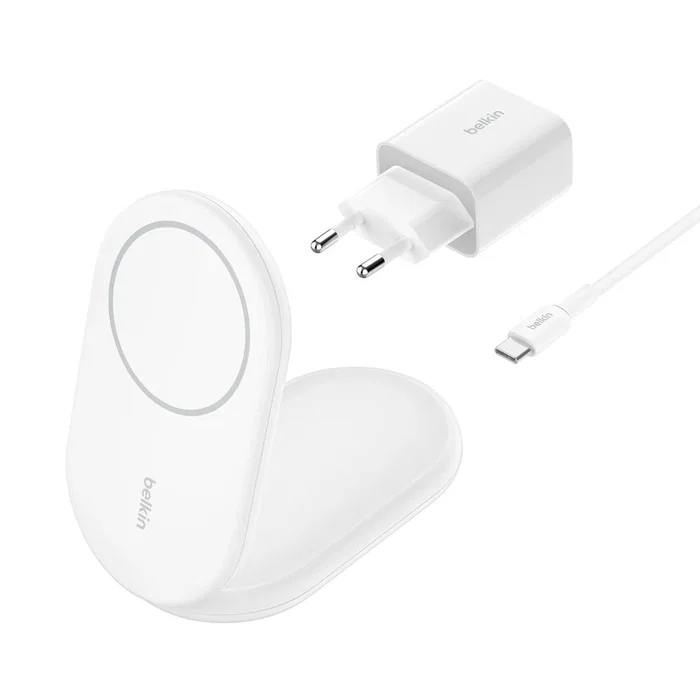 Belkin WIB007VFWWH - Cargador Inalámbrico MagSafe Plegable Qi2 de 15W para iPhone, con Cable USB-C 1.5m, Color Blanco Belkin WIB007VFWWH - Cargador Inalámbrico MagSafe Plegable Qi2 de 15W para iPhone, con Cable USB-C 1.5m, Color Blanco