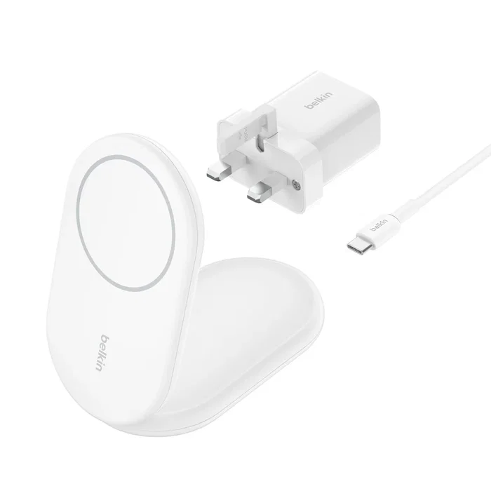 Belkin WIB007VFWWH - Cargador Inalámbrico MagSafe Plegable Qi2 de 15W para iPhone, con Cable USB-C 1.5m, Color Blanco Belkin WIB007VFWWH - Cargador Inalámbrico MagSafe Plegable Qi2 de 15W para iPhone, con Cable USB-C 1.5m, Color Blanco