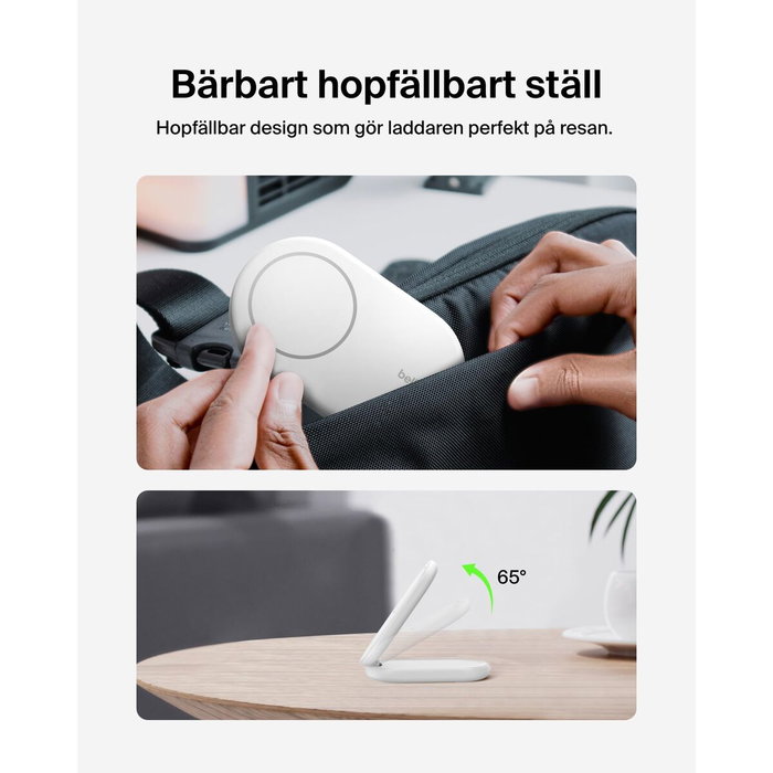 Belkin BoostCharge Cargador inalámbrico Qi2 y MagSafe Blanco