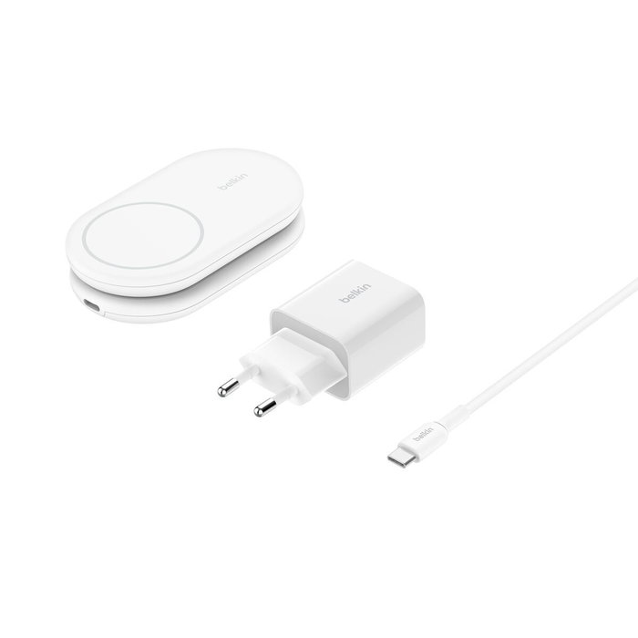 Belkin BoostCharge Cargador inalámbrico Qi2 y MagSafe Blanco