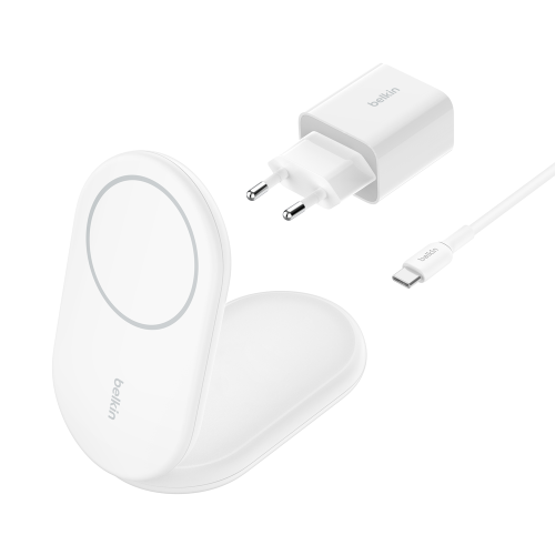 Belkin WIB007VFWH Cargador Inalámbrico para Auriculares y Smartphone, Carga Rápida USB C, Blanco