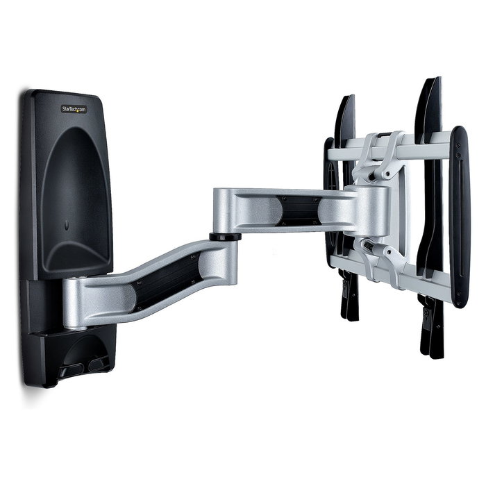 StarTech.com Soporte VESA de Pared Articulado y Retráctil para TV Plano/Curvo de hasta 65 Pulgadas y 45 kg, 400x400 mm, Negro/Plata