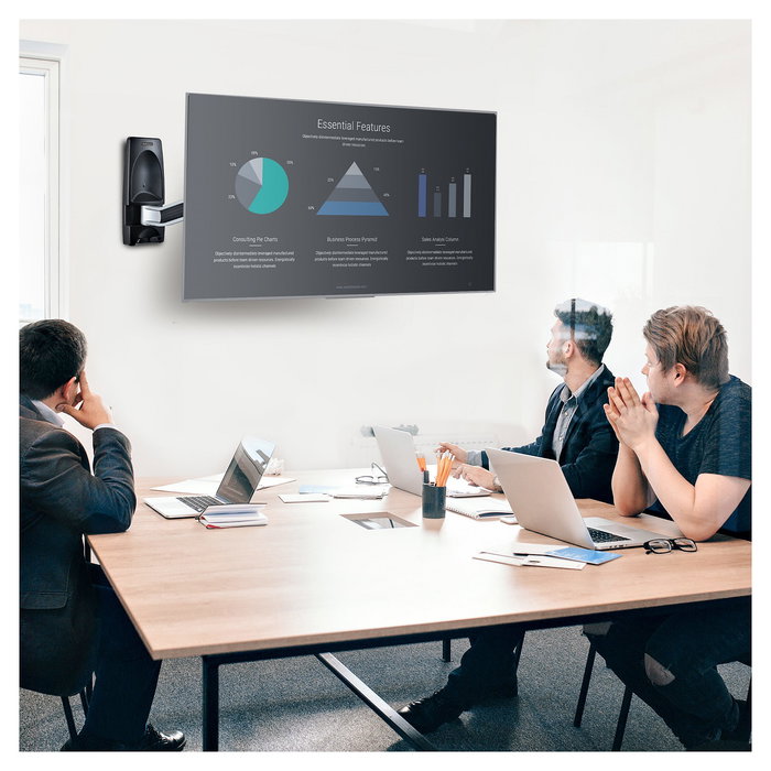 StarTech.com Soporte VESA de Pared Articulado y Retráctil para TV Plano/Curvo de hasta 65 Pulgadas y 45 kg, 400x400 mm, Negro/Plata