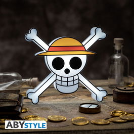Abystyle Lámpara LED Portátil Calavera One Piece Piratas Sombrero de Paja, para Pilas AA - Lámpara de Escritorio