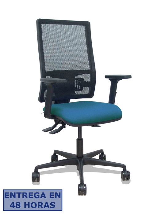 PIQUERAS Y CRESPO Silla Bormate con Mecanismo Asincro, Malla Negra y Asiento Verde Petróleo, Brazos 2D PIQUERAS Y CRESPO Silla Bormate con Mecanismo Asincro, Malla Negra y Asiento Verde Petróleo, Brazos 2D