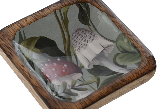 DKD Home Decor Vaciabolsillos Alpino Mushrooms 24 Azul Natural 10 x 10 x 2.5 cm (4 Unidades)