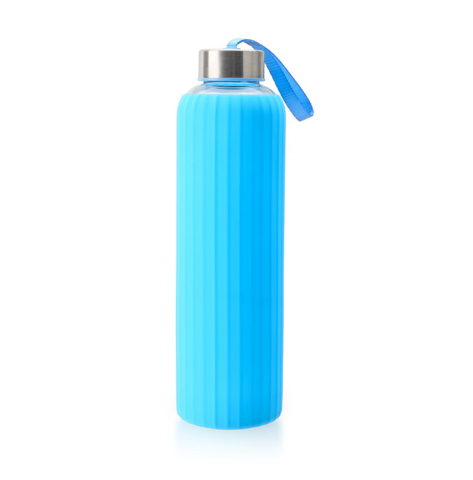 Bewinner Botella de Agua de Vidrio y Silicona, 600 ml, 7.2x7.2x24.5 cm (24 Unidades)