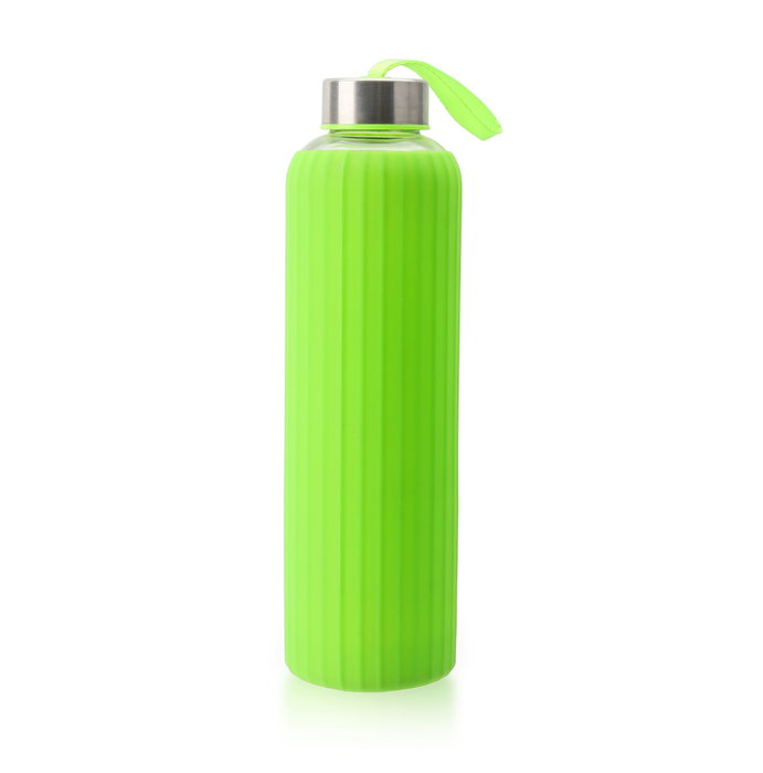 Bewinner Botella de Agua de Vidrio y Silicona, 600 ml, 7.2x7.2x24.5 cm (24 Unidades)