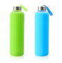 Bewinner Botella de Agua de Vidrio y Silicona, 600 ml, 7.2x7.2x24.5 cm (24 Unidades)