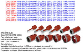 RUBI Broca de Diamante para Corte Seco en Gres Porcelánico 43 mm