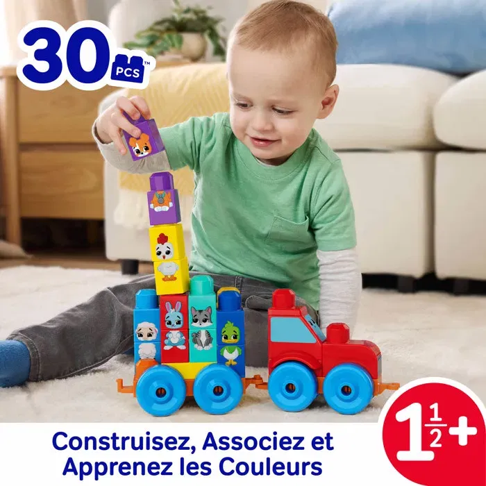 Mega Bloks JKG33 - Tractor de Animales, Juguete de Construcción Mega Bloques para Niños a Partir de 18 Meses