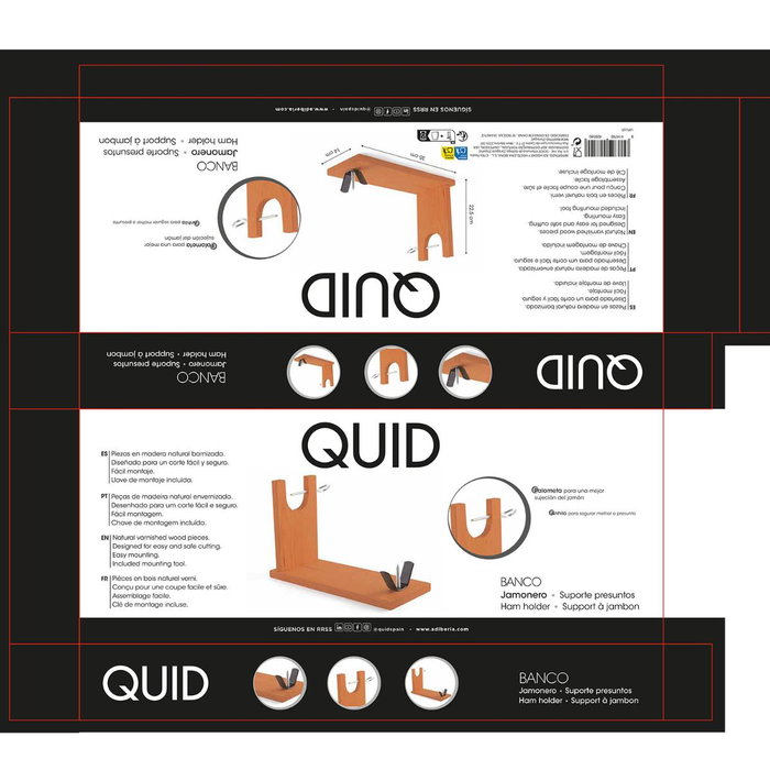Quid Jamonero Madera Banco 35x14x22,5 cm (16 Unidades)