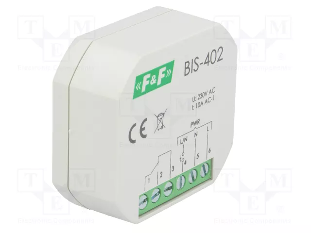 F&F BIS-402 Relé de instalación biestable por impulsos 230V AC 10A NA