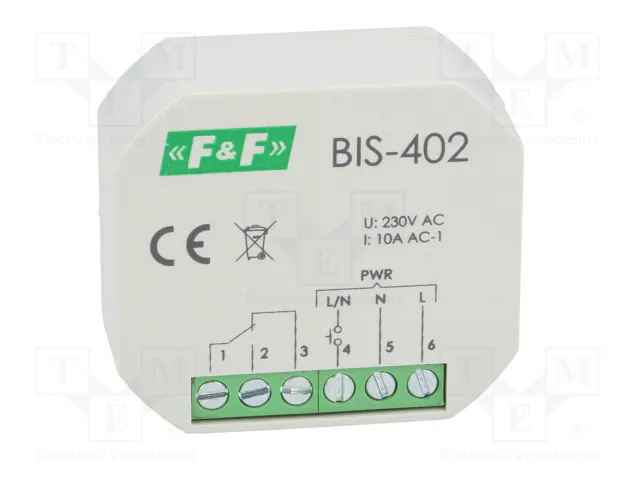 F&F BIS-402 Relé de instalación biestable por impulsos 230V AC 10A NA