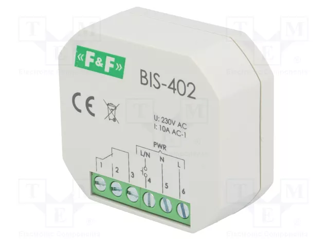 F&F BIS-402 Relé de instalación biestable por impulsos 230V AC 10A NA