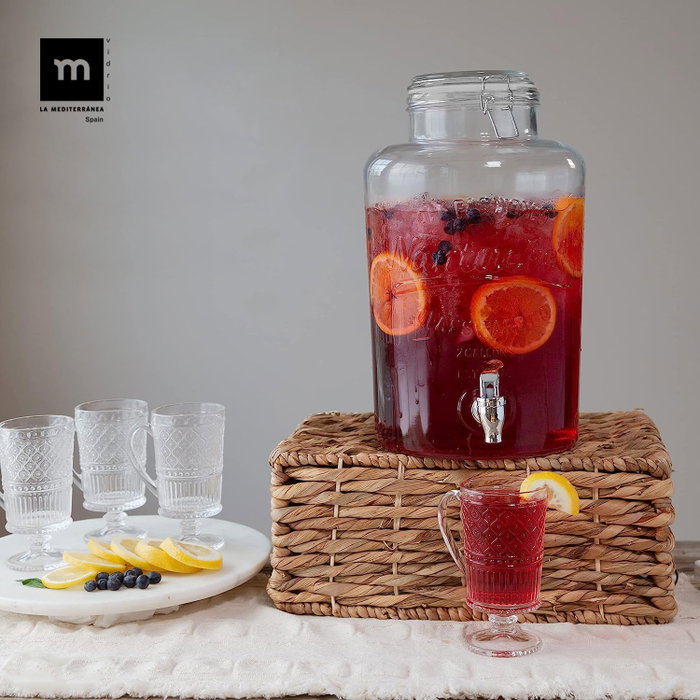 La Mediterranea Tarro Dispensador con Grifo de Vidrio 8L (2 Unidades)
