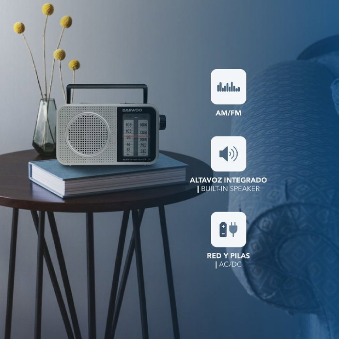 DAEWOO Radio Portátil DW1125 Gris Metalizado
