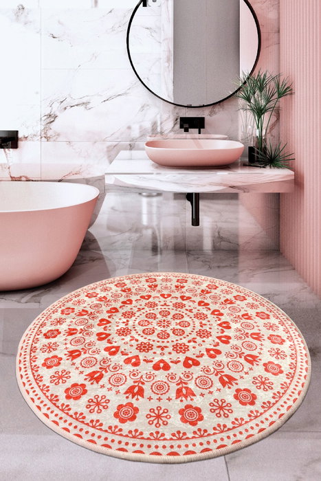 Mijölnir Alfombrilla de Baño Redonda 100cm Antideslizante Antibacteriana Fácilmente Lavable Poliéster 700 gr/m²