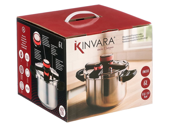 KINVARA Olla a Presión 6L con Rueda de Silicona - 37x26x23 cm (Set de 4)