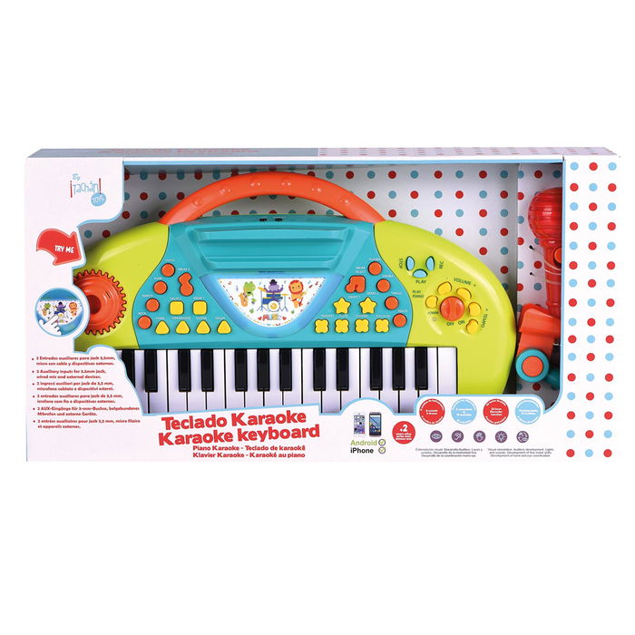 Tachan Piano Teclado LM7710 con Karaoke y Grabación para Niños de +2 Años, 32 Teclas, Luces, 8 Instrumentos y Ritmos