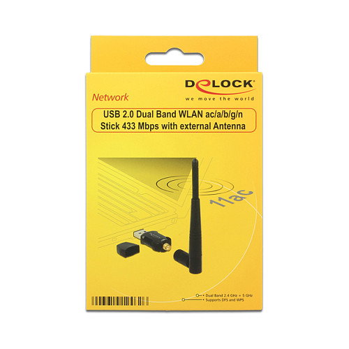 DeLOCK 12462 Adaptador de red USB 2.0 Dualband con antena externa