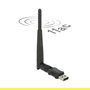 DeLOCK 12462 Adaptador USB WLAN Doble Banda 2.4G/5G, Wi-Fi 5 (802.11ac) hasta 433 Mbps, USB 2.0, Antena Externa, Negro