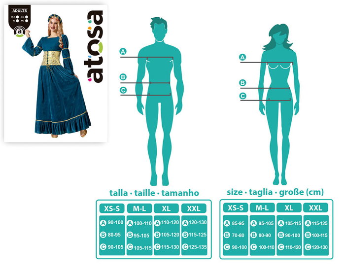 Disfraz Reina Medieval Vestido Azul Mujer Adulto