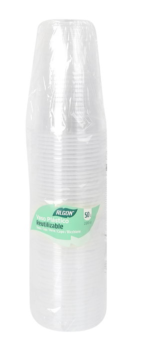 Algon Set 50 Vasos Transparentes 220 cc (18 Unidades)