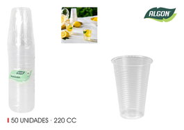 Algon Set 50 Vasos Transparentes 220 cc (18 Unidades)