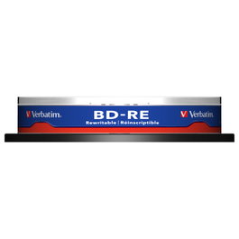 Verbatim - Blu-ray 25GB BD-RE 10 unidades, Capa Simple, Grabación 2x, Disco Regrabable para Datos